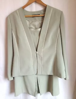 Jacques Vert Suit Matching Jacket & Skirt In Light Green Size UK 14 • £16.98