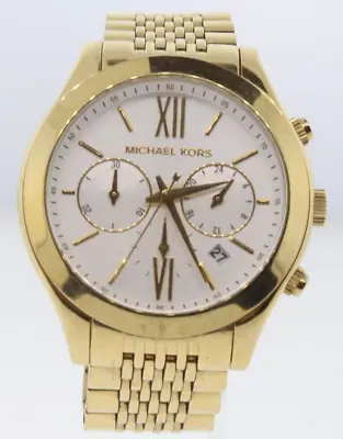 Michael Kors Women's Brookton White Dial Yellow Gold Plated Watch MK5762 • $49.99