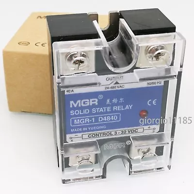 US Stock 40A Solid State Relay SSR DC-AC Input 3-32V DC Load 24-480V ​AC D4840 • $13.01