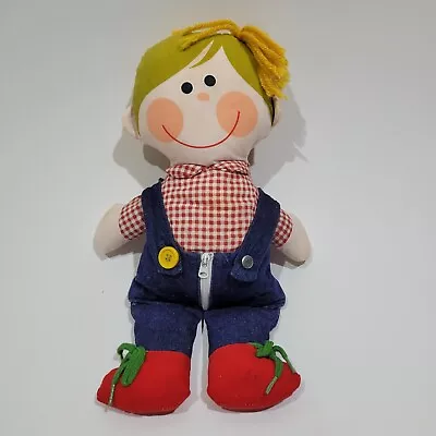 1979 Dapper Dan Plush Stuffed 14  Doll Toy Learn To Tie Zipper Vintage Playskool • $14.88