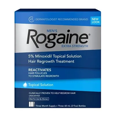 Rogaine Mens Extra Strength 5% Minoxidil Topical Solution 3 Month Supply • $35