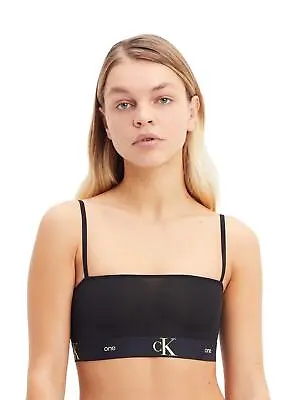 Calvin Klein CK One Mesh Bandeau Bralette Bra 000QF6958E Womens Lingerie Black • £17.50