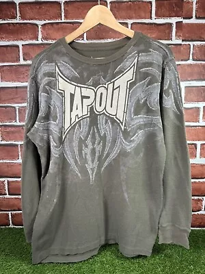 Vintage Y2K Tap Out MMA Affliction Army Green Waffle Long Sleeve T-Shirt Size L • $35