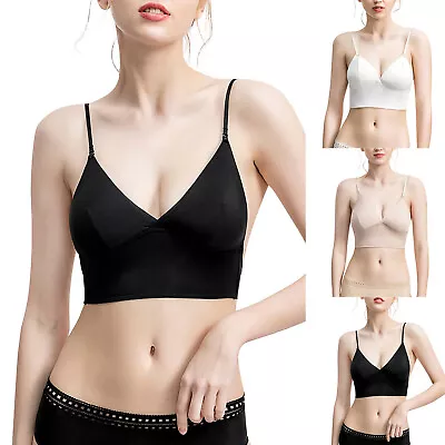 Women's Low Back Bra Lace Glossy U-Shape Backless Bra Solid Color Strappy Bras • £10.12