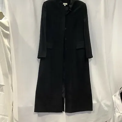 Amanda Smith Womens Casual Long Sleeve Collared Long Black Trench Coat Size 16 • $89.99