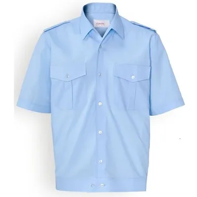 Mens Pilot Shirt Short Sleeve Security Guard Doorman Military Uniform Workwear • £12.99