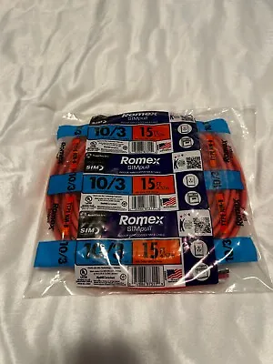 $25 • Buy Romex 15 Ft 10/3 Solid Orange NMW/G Electrical Wire. NEW