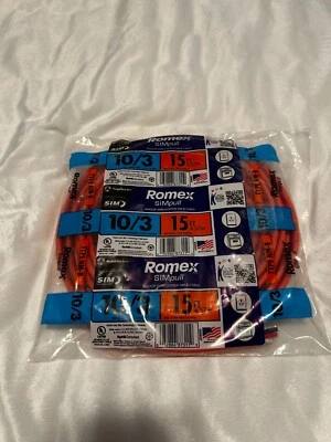 $25 • Buy Romex 15 Ft 10/3 Solid Orange NMW/G Electrical Wire. NEW