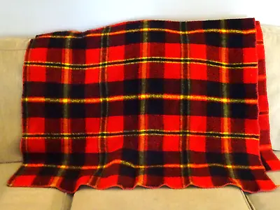 Vintage Red Flannel Plaid Blanket Unbranded 67 X 38 Tartan Farmhouse Picnic • $20