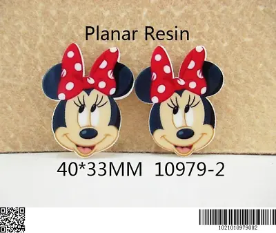 2 X 40mm MINNIE MOUSE RED + WHITE BOW LASER CUT FLAT BACK RESIN HEADBANDS BOWS • £0.99