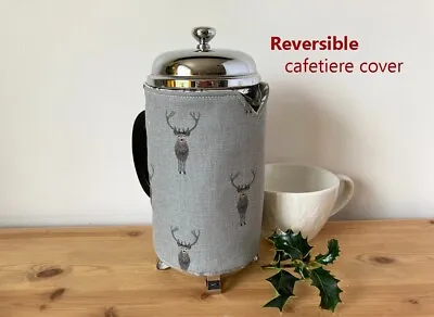 Christmas Cafetiere Coffee Maker French Press Cover Sophie Allport Stag Grey • £13.75