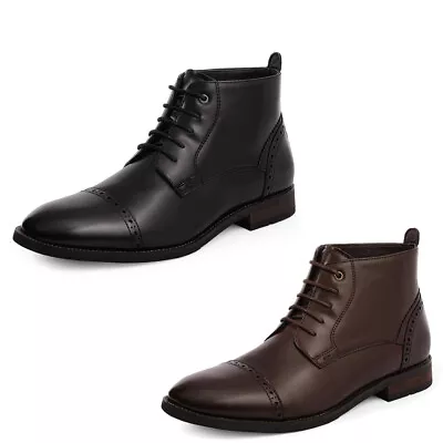 Men's Dress Boots Cap Toe Oxford Derby  Party Wedding StylishBoots Size 6.5-15 • $32.89