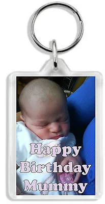 Personalised Photo Keyring Any Image &/or Text Large Size 70 X 45mm Great Gift! • £4.69