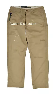 £152.72 • Buy Polo Ralph Lauren Relaxed Fit Bedford Paint Splatter Repaired Chino Pants New
