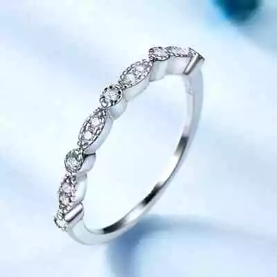 Milgrain Marquise White Moissanites Stacking Infinity 950 Platinum Wedding Band • $520