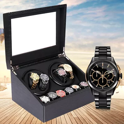 4+6 Automatic Rotation Watch Winder Luxury Storage Box Leather Wood Display Case • $67.45