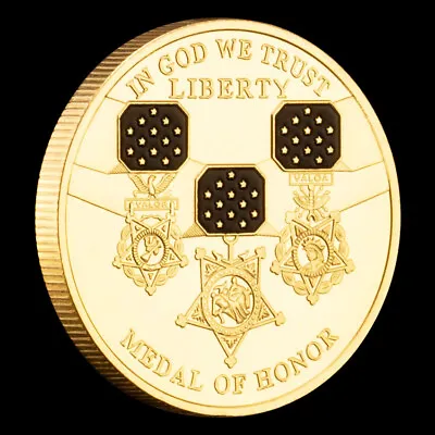 In God We Trust Medal Of Honor Liberty Challenge Commemorative Coin Plated Gold • $4.29