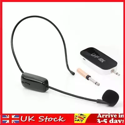 UHF Wireless Microphone Headset Mic System For Churches Teaching Stage Voice Amp • £15.39