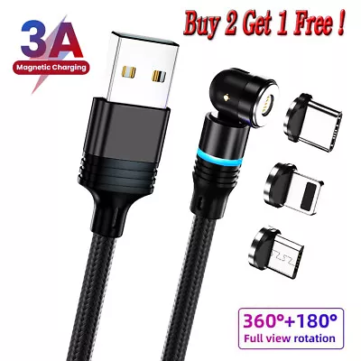 3 In 1 Magnetic 3A Fast Charging Charger Cord Cable For IPhone Type C Micro USB • $5.99
