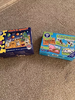 £6 • Buy Orchard Toys Jigsaws Who’s In Space And Farm Animals 4 In Box Age 3 + Ex Con 