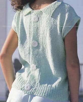 Knitting Pattern To Make A Ladies Button Back Jumper Sweater Cotton Sahara 30-40 • £1.99