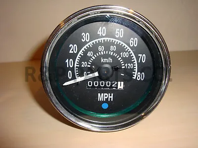 $68.67 • Buy Speedometer Gauge For Willys MB Jeep Ford CJ GPW Black Dial Chrome Bezel 80 MPH