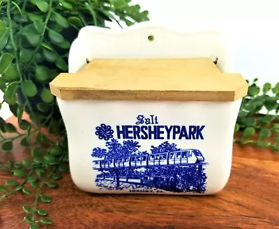 Japan Vintage Delft Blue Salt Box Salt Wood Lid Hershey Park PA Hand Painted • $27.20