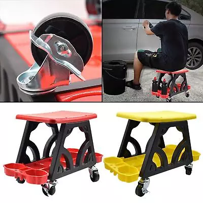 Heavy Duty Car Detailing Stool Chair With Organizer Tray Roller Mechanics Seat • $143.24