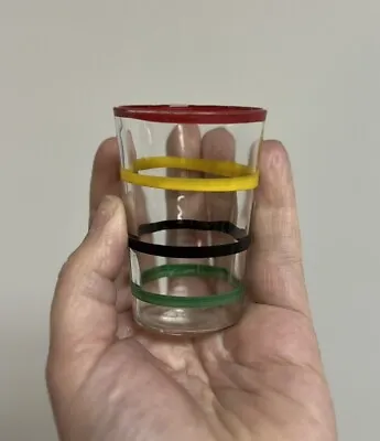 Vintage MCM Anchor Hocking Stripped Banded Fiesta 3” Tall Shot Glass Juice Glass • $3.99