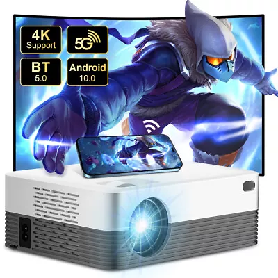 Android 4K Projector 8000 Lumens 1080P 3D LED 5G WiFi Video Home Theater Cinema • $135.99