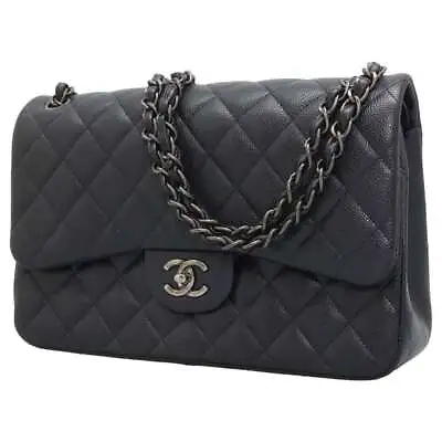 CHANEL Jumbo Matelasse Double Flap Chain Shoulder Bag Size 30 Caviar Leather... • £4822.04