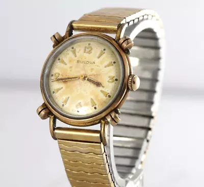 Men's Vintage Bulova Late 1950's Commodore Knotted Logs 10k RGP 33mm • $95