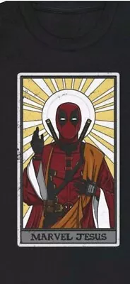 Deadpool Marvel Jesus Black Or Red Shirt Free Shipping 🇺🇸 Only Med To XL • $21.99