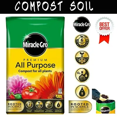 40L Miracle Gro All Purpose Enriched Compost Garden Plants Feed Growing Soil UK • £13.49