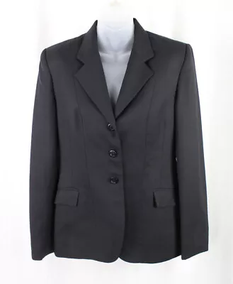 Marigold Women's Black 100% Wool Single Breasted Lined Blazer Jacket Size 16 • $159