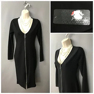 NEW Jane Norman London Black Zip Front Bodycon Occasion Dress UK 8 EUR 34 RRP 28 • £14.95