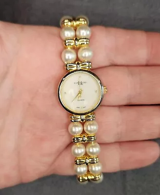 Vintage LA Express Ladies Watch Gold And Pearl Strap • $19.99