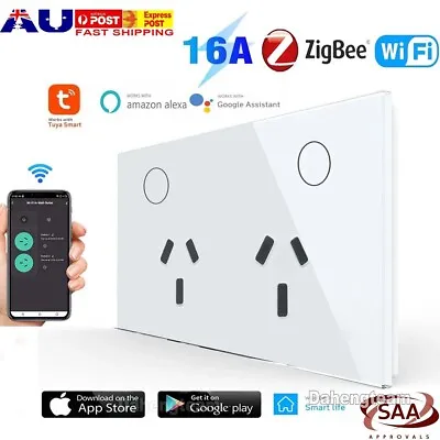 For Smart Google Alexa WIFI Zigbee Touch Glass Switch Light Power Point Panel • $30.39