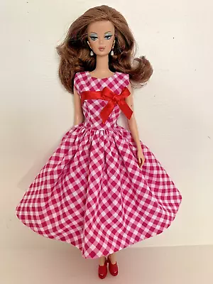 Handmade Check Dress FOR Silkstone Reproduction/Vintage/Modern Barbie Dolls • $19.99