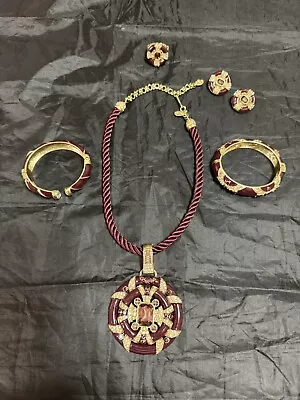 HEIDI DAUS  Newport Chic  Crystal & Enamel Pendant And Cord 5 Piece Set • $600