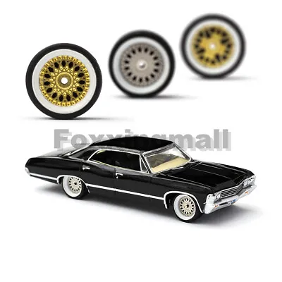 1/64 Scale White Frame Alloy Wheels Rubber Tires For MatchboxTomyTarmac Works • $5.90