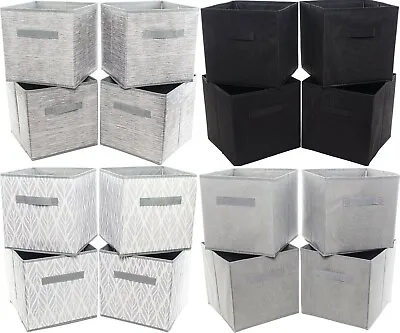 Storage Cubes Set Of 4 Foldable Fabric Storage Baskets Cubes Square Baskets • £11.99