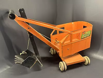 Buddy L Rider Steam Shovel Vintage Orange Pressed Steel Vehicle Truck • $87.99
