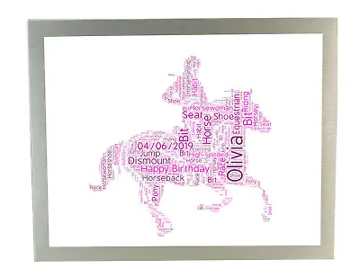 Personalised Word Art Print Horse Riding Race Ride Birthday Gifts For Her Women • £15.19