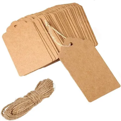 £2.62 • Buy 50/100pc Kraft Paper Gift Tags Plain Brown Blank Labels With String For Presents