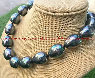 Huge Aaa++ Large Fashion 20mm South Sea Black Baroque Shell Pearl Necklace 16-36 • $31.99