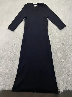 $34.99 • Buy Zara Knit Dress Women's Large Black Sweater Maxi A-Line 3/4 Sleeve