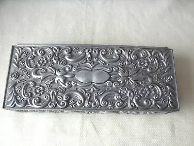 VTG. 1992  Godinger Silver Plate  Embossed Oblong Velvet Lined Jewelry Box • $6.99