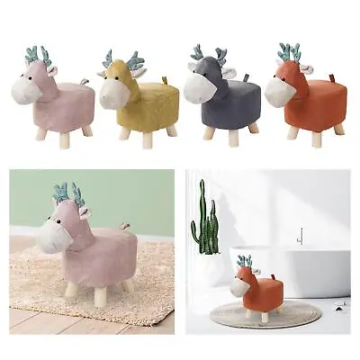 Footrest Ottoman Animal Footstool Shoes Changing Chair Wood Adorable Deer Bench • £40.40