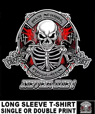 $25.99 • Buy Old School Muscle Hot Rod Outlaw Biker V Twin Motorcycle Rider Skull T-shirt O19
